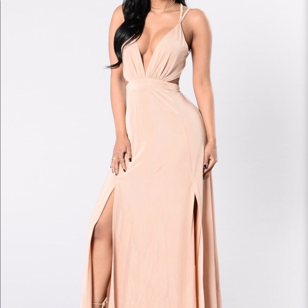 Nude slit maxi dress